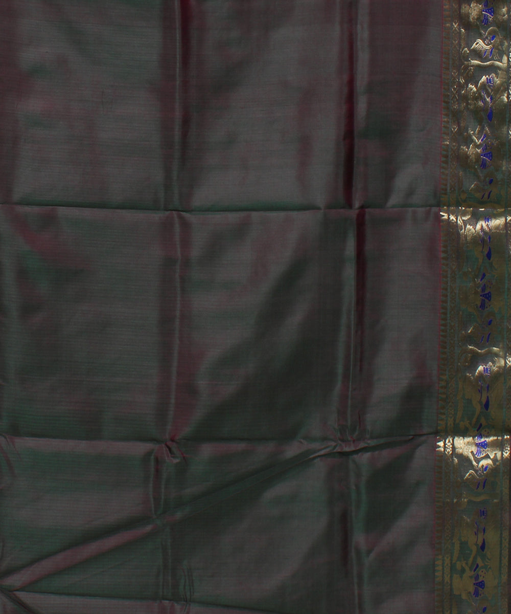 Pista green dual shaded handwoven swarnachari baluchari silk saree