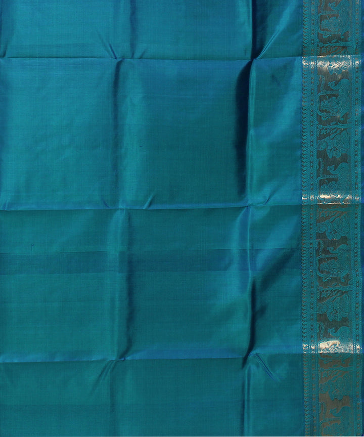 Sea green handwoven swarnachari baluchari silk saree