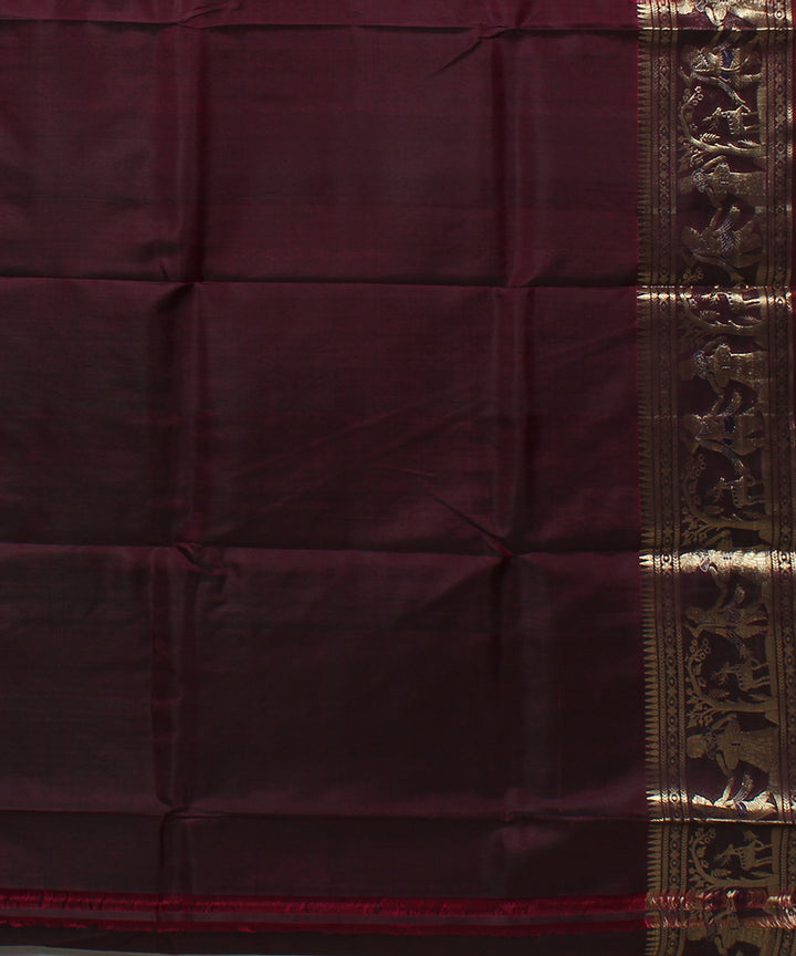 Chocolate maroon handwoven baluchari swarnachari silk saree