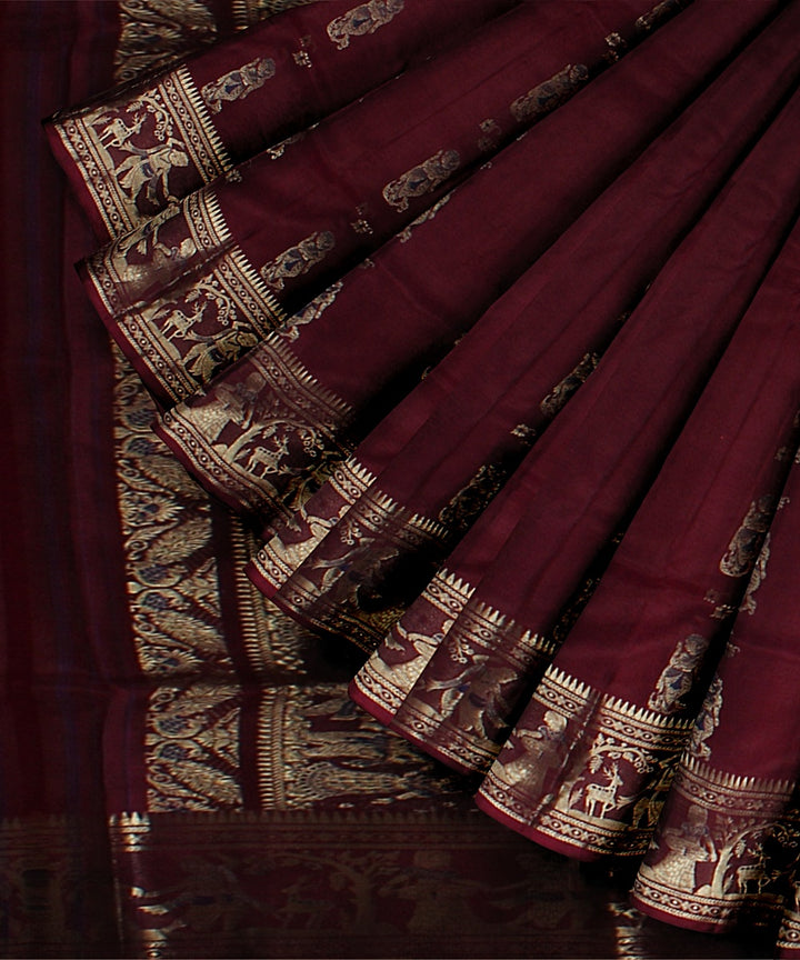 Purple handwoven swarnachari baluchari silk saree