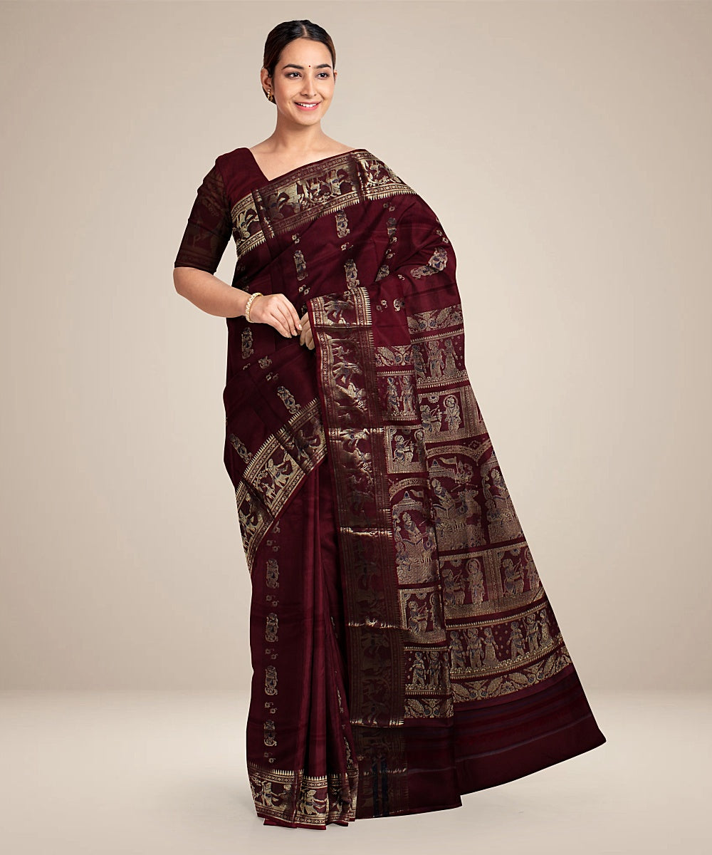 Purple handwoven swarnachari baluchari silk saree