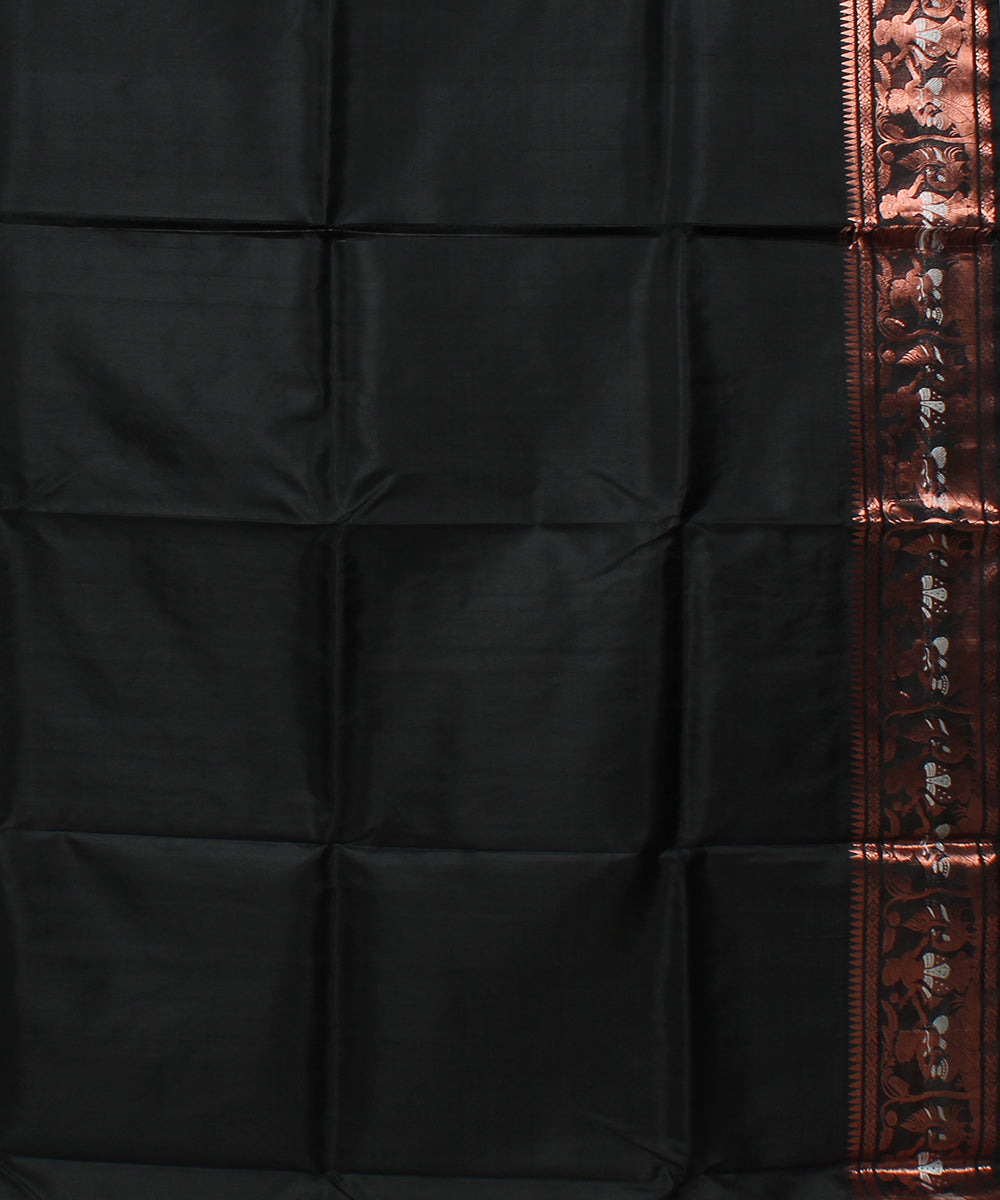 Black handwoven swarnachari baluchari silk saree