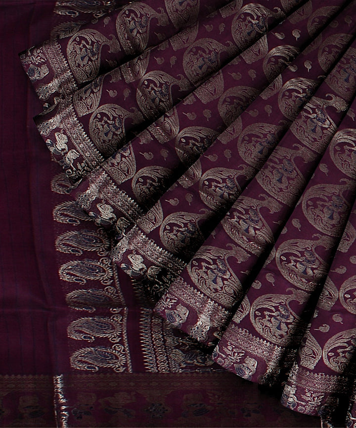 Magenta handwoven swarnachari baluchari silk saree