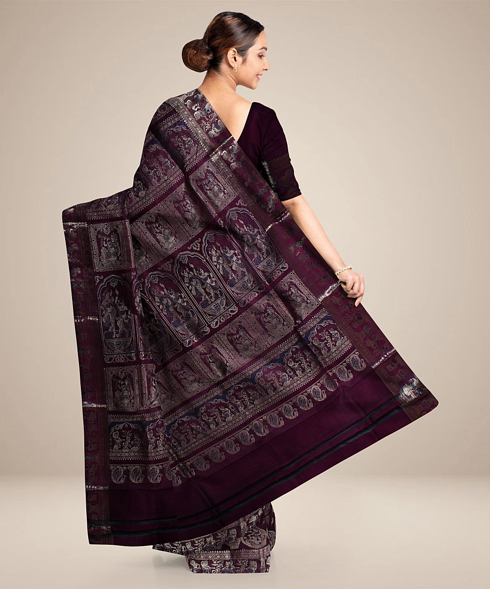 Magenta handwoven swarnachari baluchari silk saree