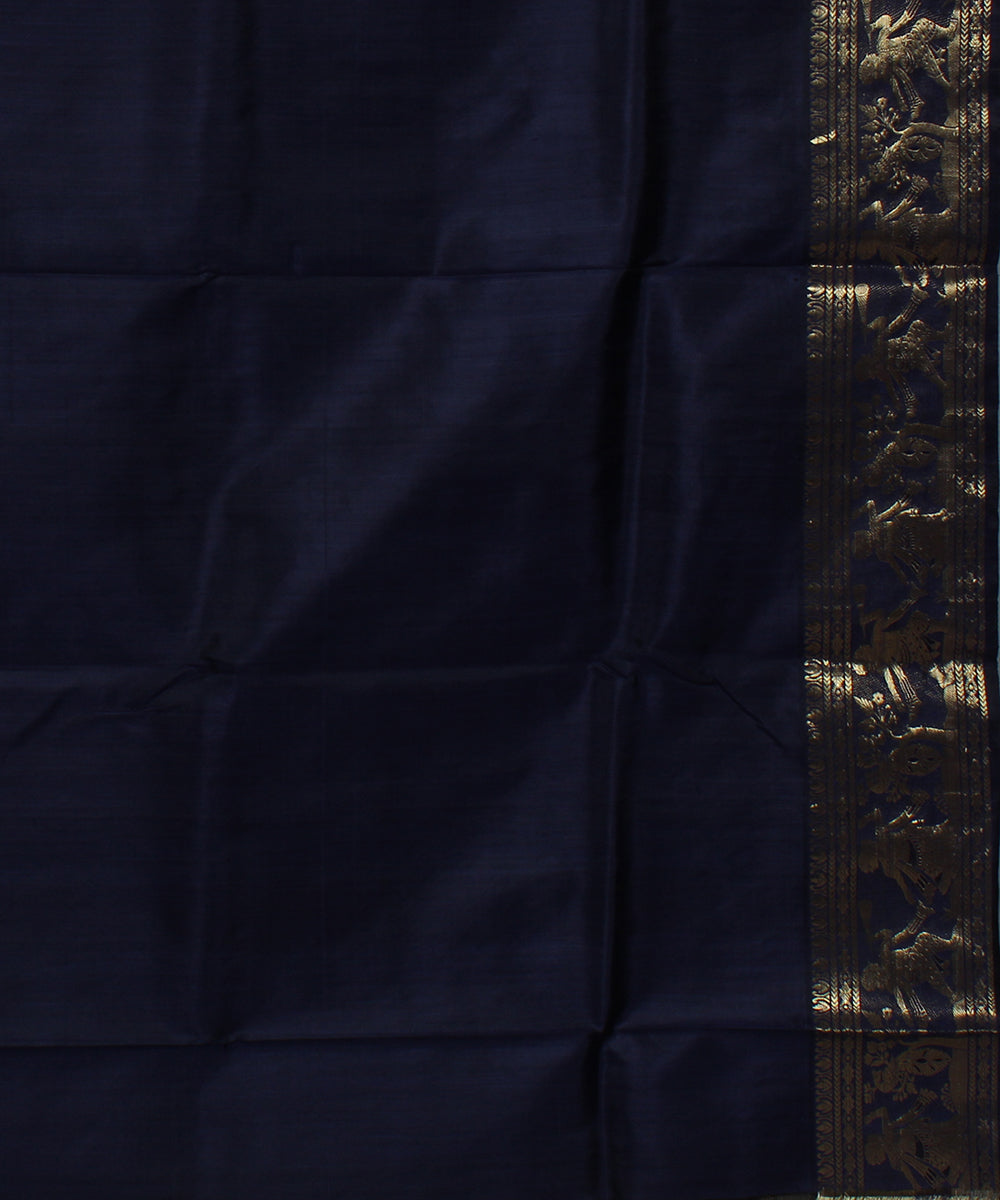 Navy blue handwoven swarnachari baluchari silk saree