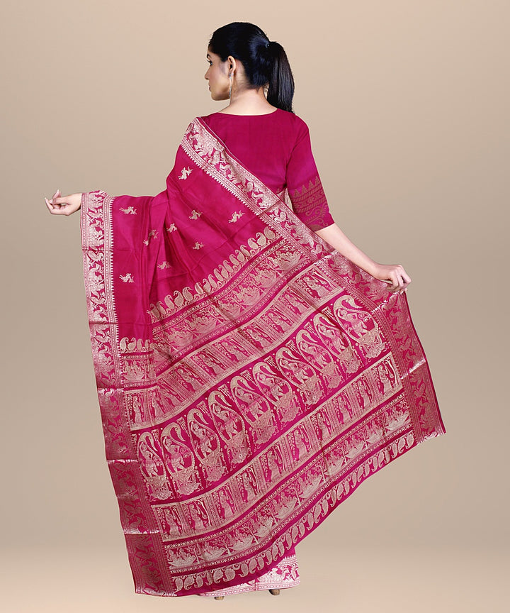 Pink handwoven silk baluchari saree