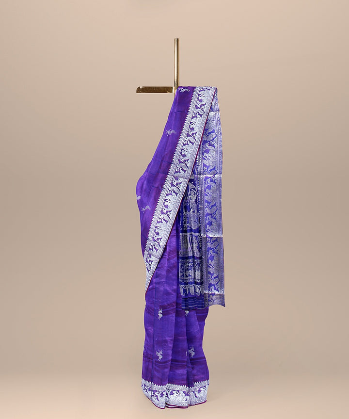 Violet handwoven baluchari silk saree