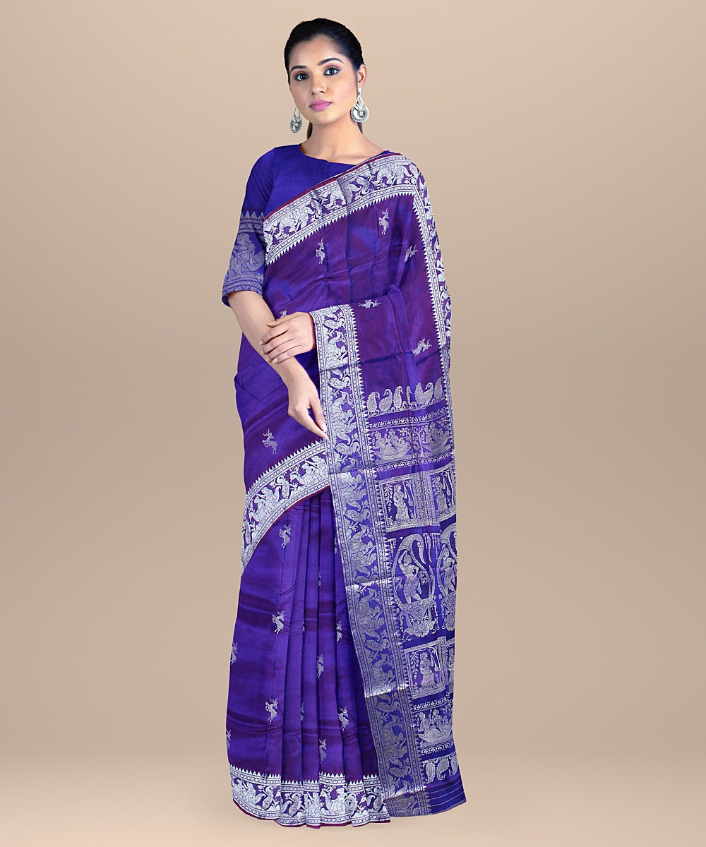 Violet handwoven baluchari silk saree