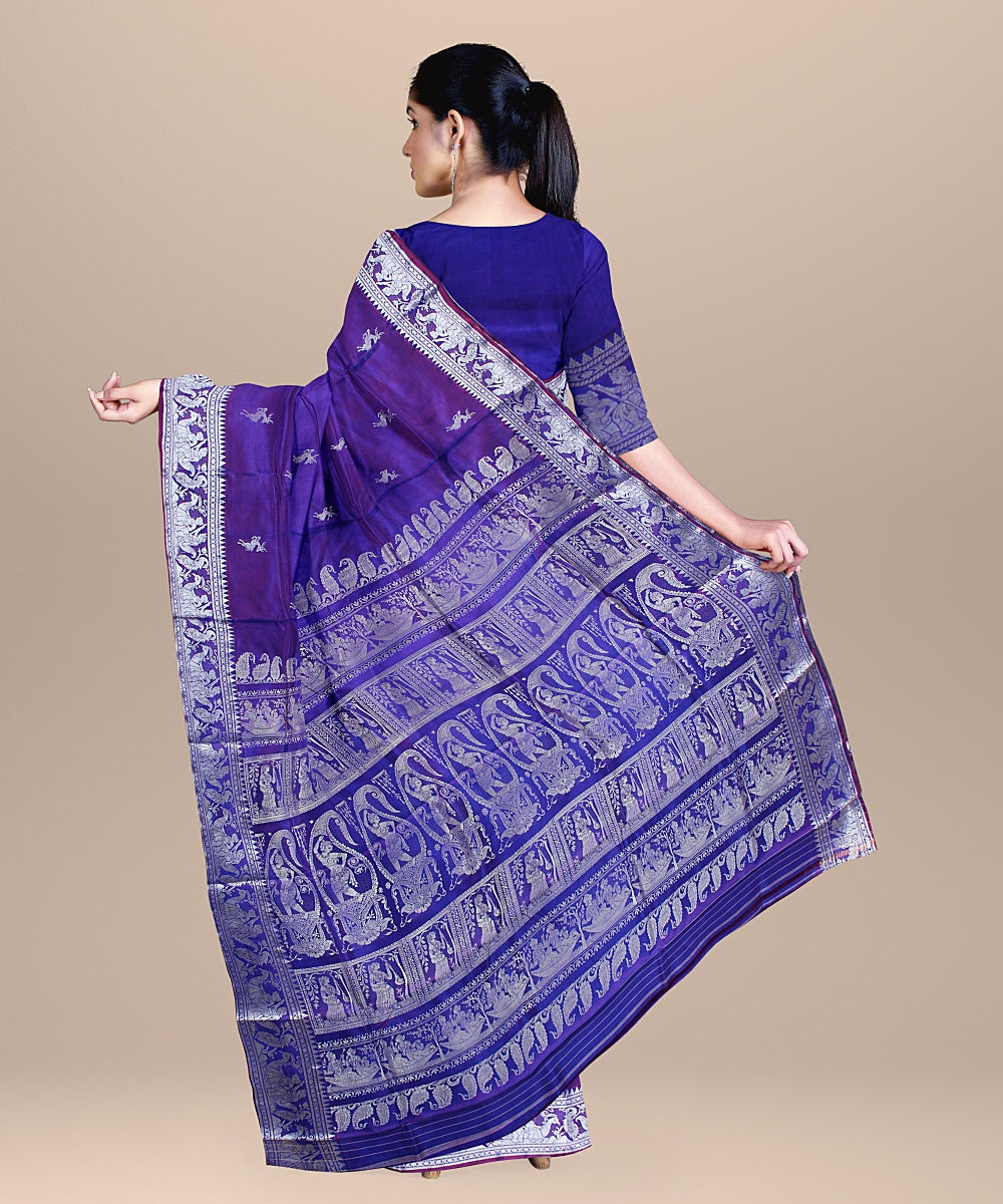 Violet handwoven baluchari silk saree