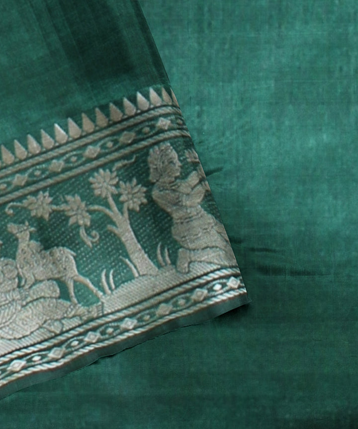 Pista green handwoven baluchari silk saree