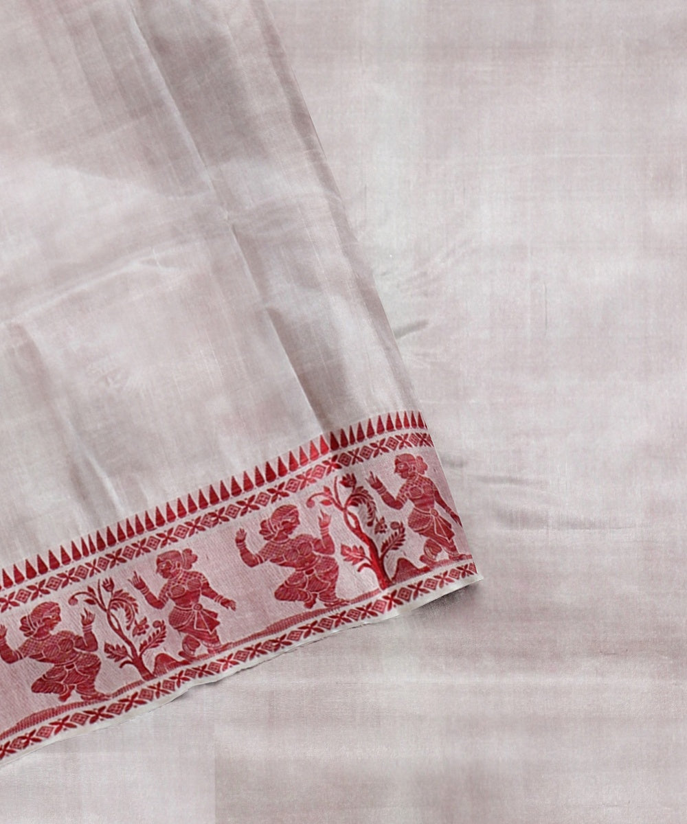 White red handwoven baluchari silk saree