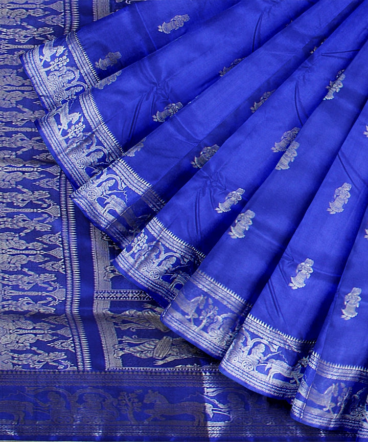 Royal blue handwoven baluchari silk saree