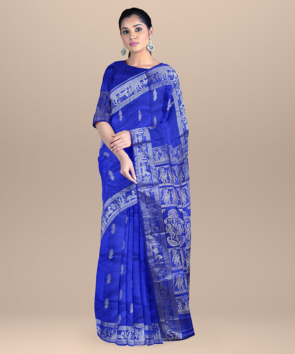 Royal blue handwoven baluchari silk saree