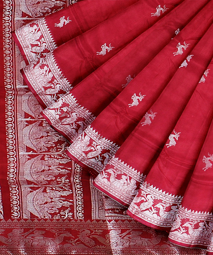 Red silk handwoven baluchari saree