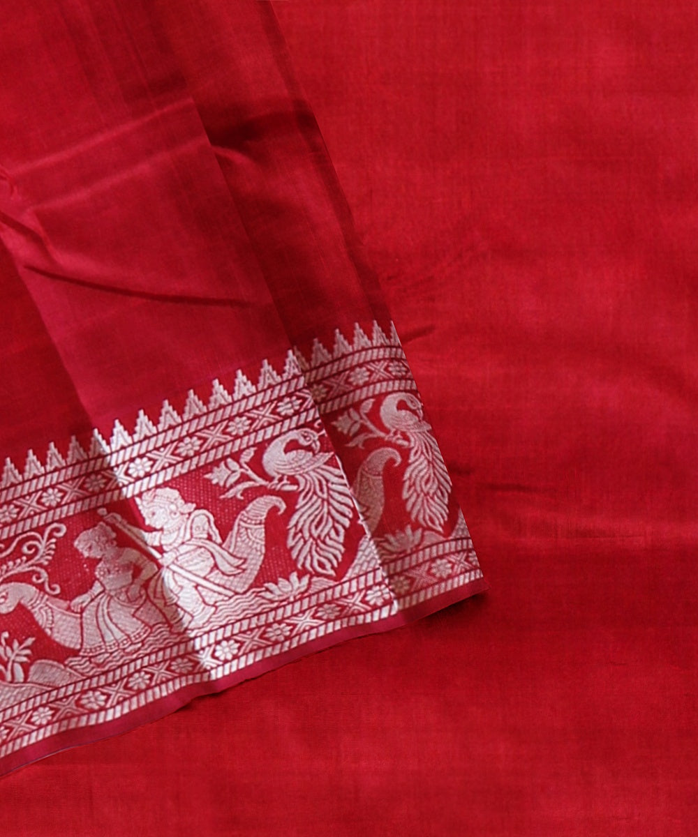 Red silk handwoven baluchari saree