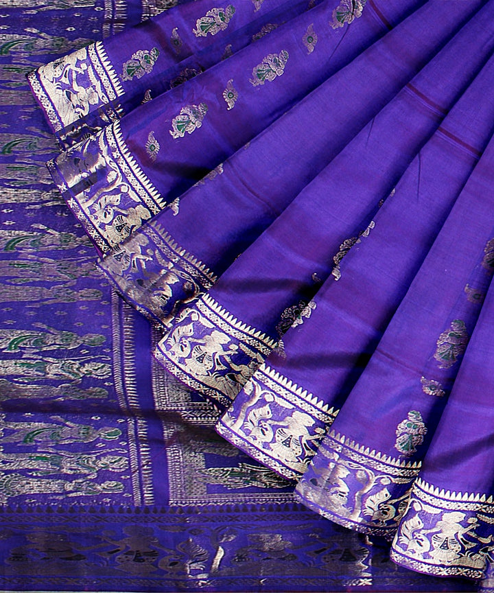 Violet handwoven silk baluchari saree