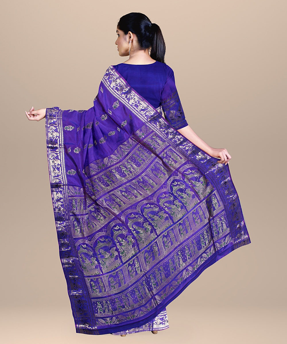 Violet handwoven silk baluchari saree