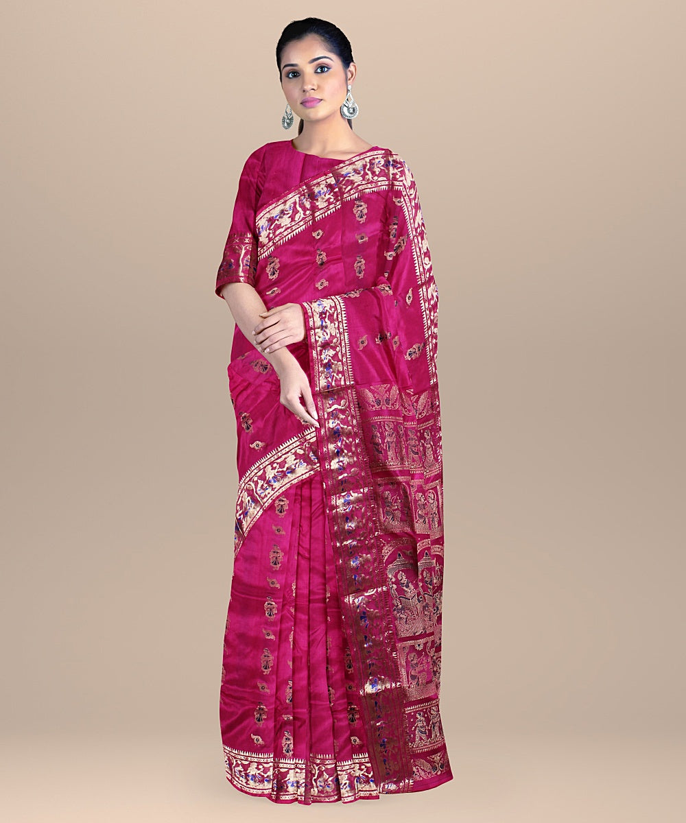 Pink handloom baluchari silk saree