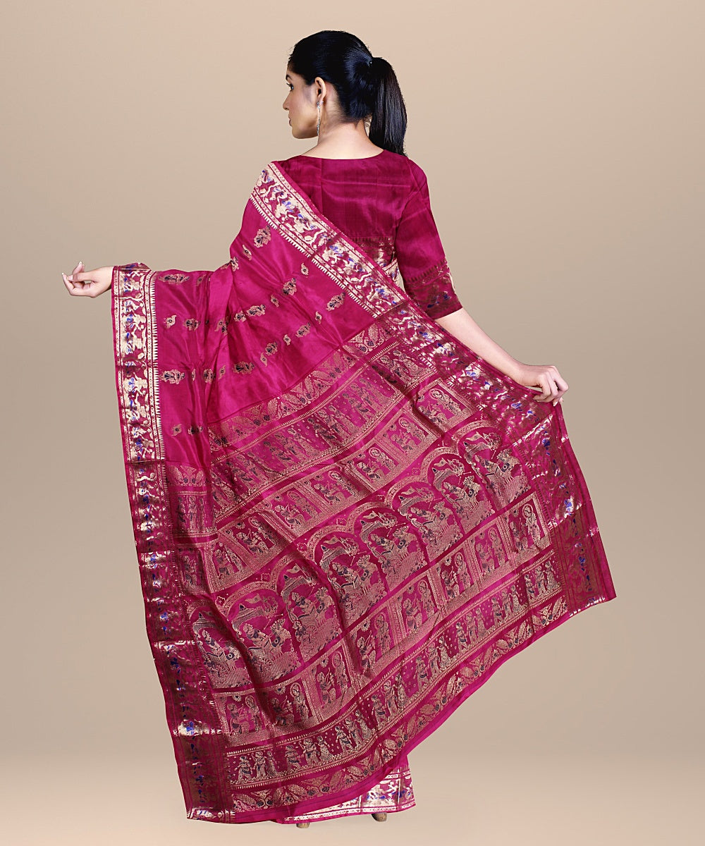 Pink handloom baluchari silk saree