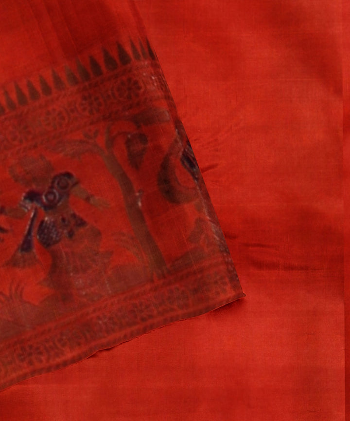 Orange baluchari silk handwoven saree