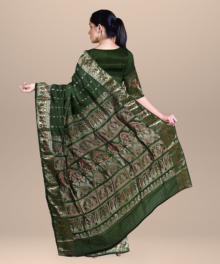 Mehndi green handwoven baluchari silk saree