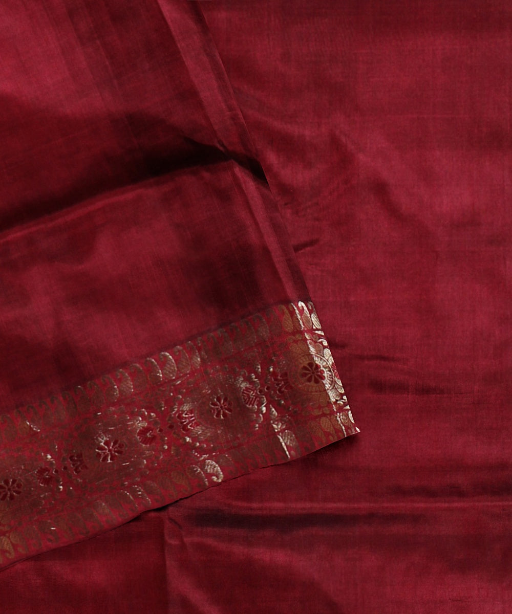 Maroon handwoven baluchari silk saree