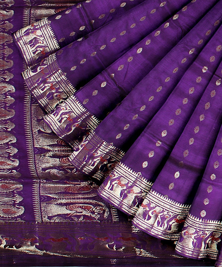 Violet handwoven baluchari silk saree