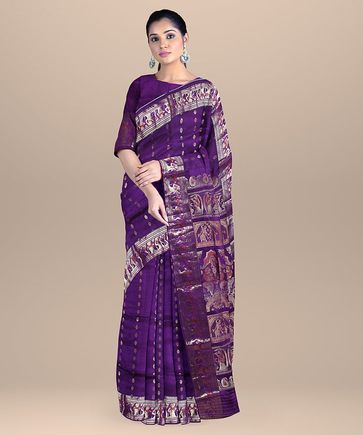 Violet handwoven baluchari silk saree