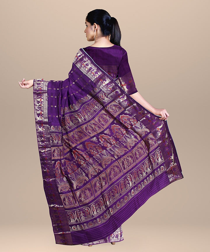 Violet handwoven baluchari silk saree