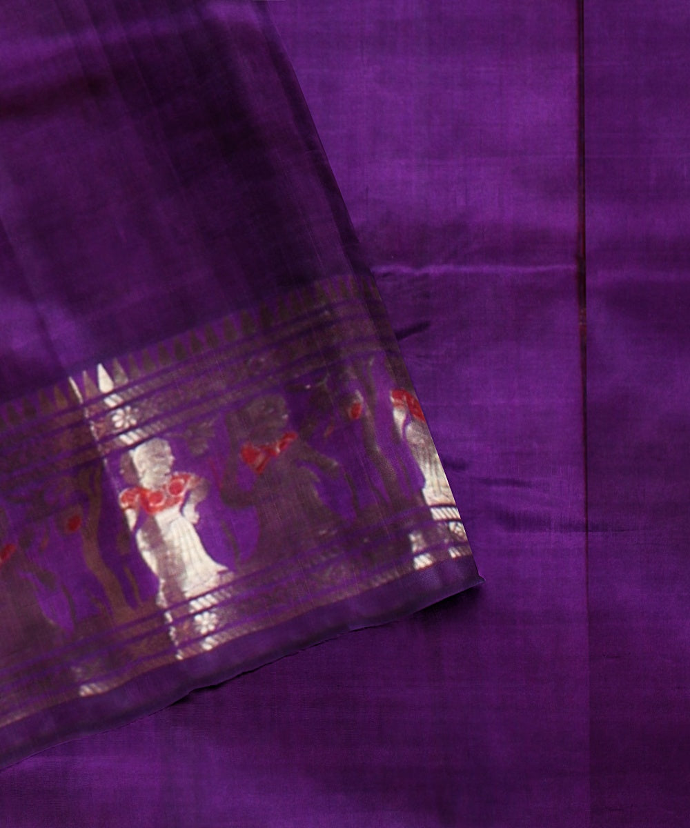 Violet handwoven baluchari silk saree