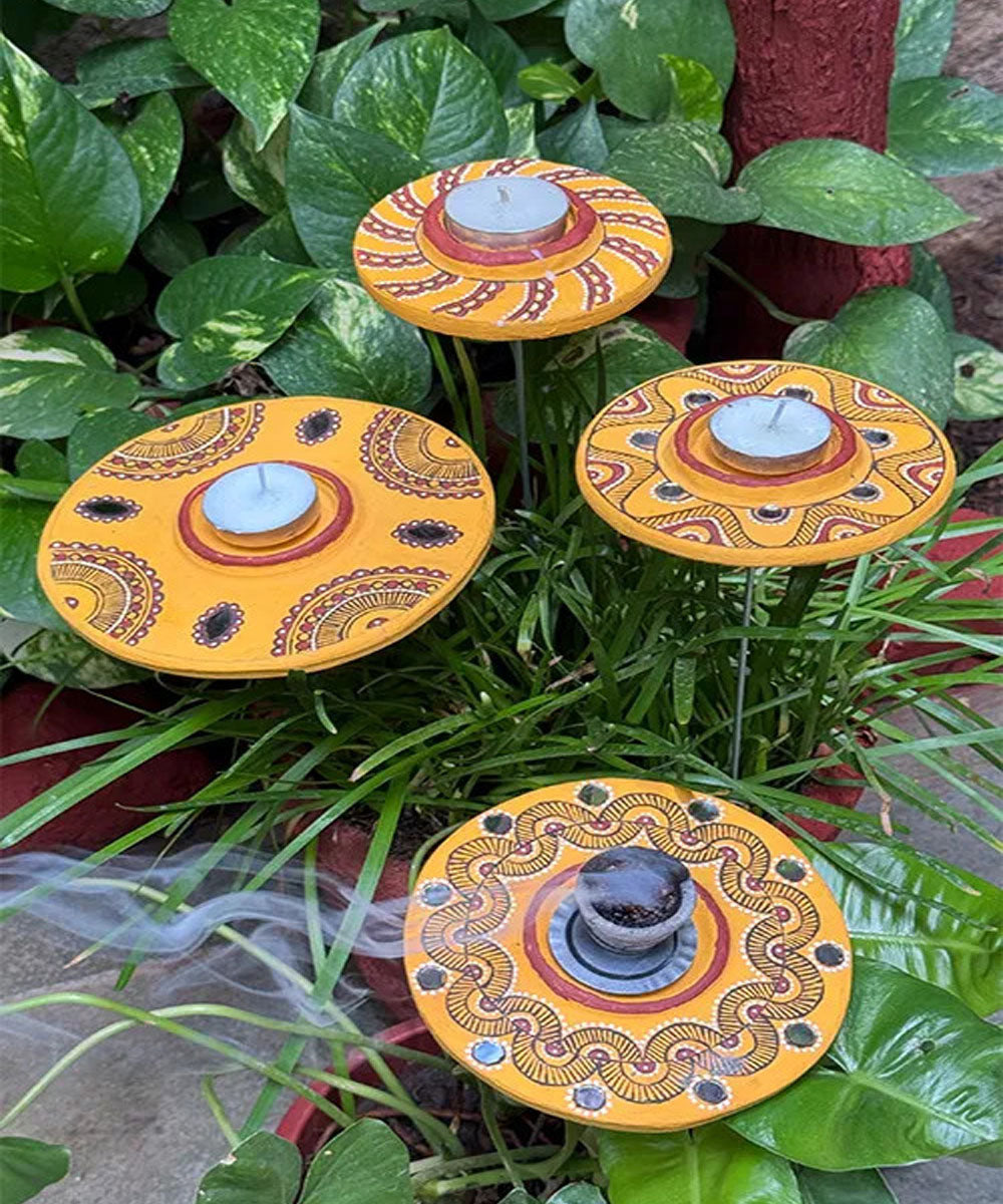 Yellow handcrafted decor terracotta boom light- Set of 4