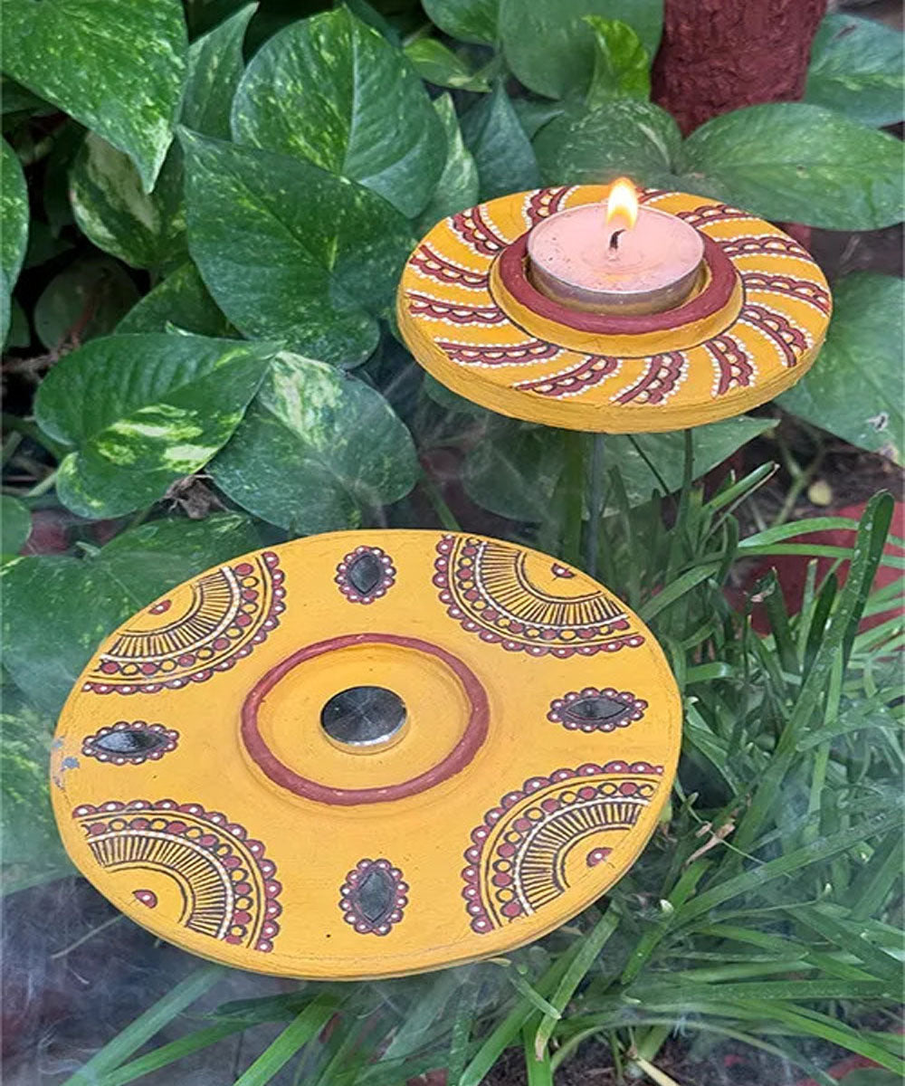 Yellow handcrafted decor terracotta boom light- Set of 2