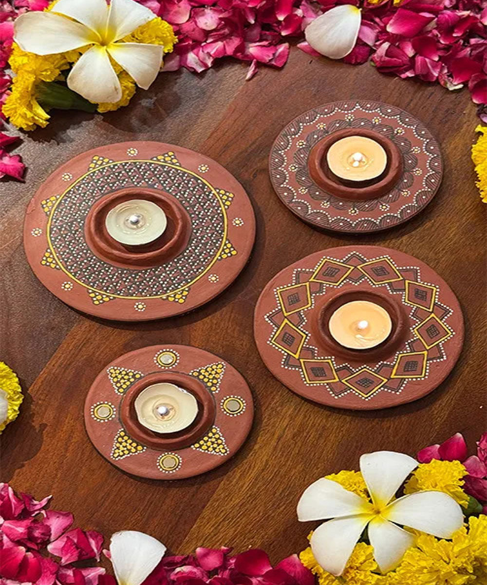 Brown handcrafted decor terracotta boom light- Set of 4