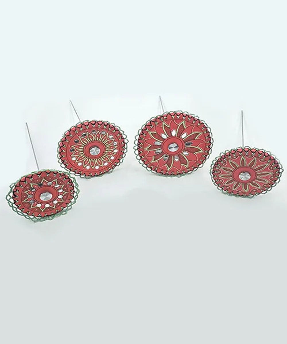 Red handcrafted decor terracotta boom light- Set of 4