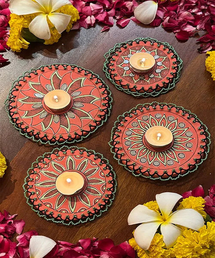 Red handcrafted decor terracotta boom light- Set of 4