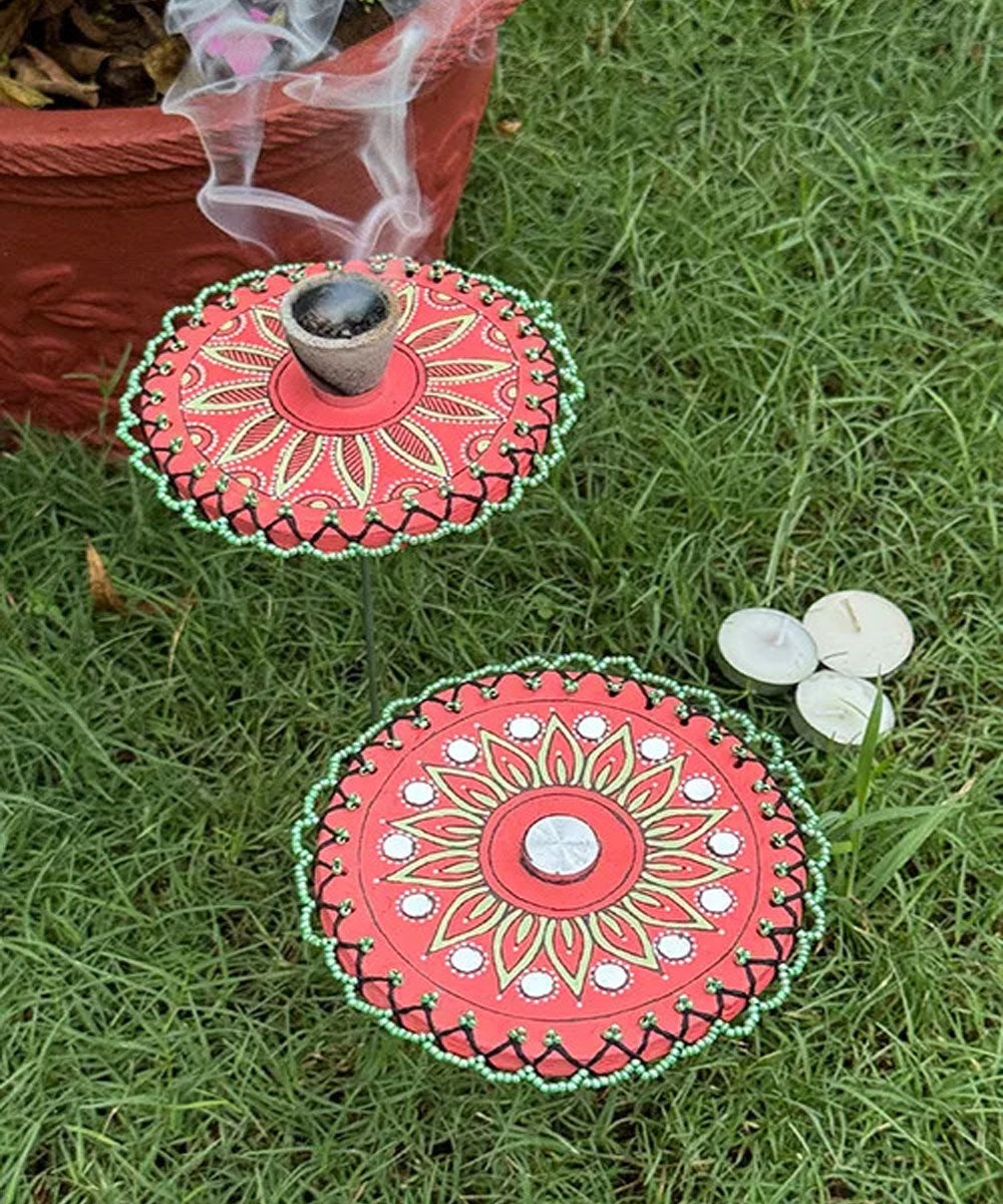 Red handcrafted decor terracotta boom light- Set of 2