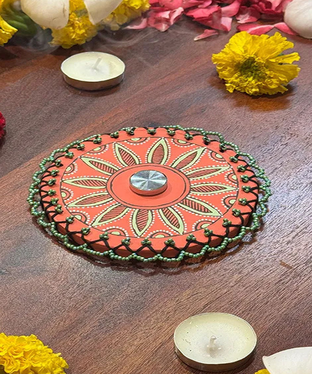 Red handcrafted decor terracotta boom light- Set of 2