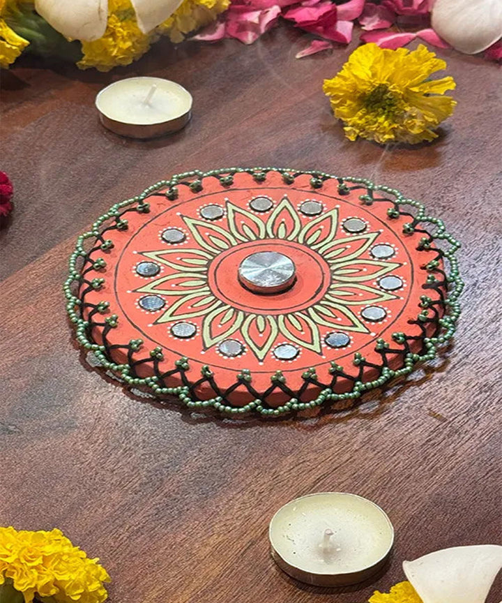 Red handcrafted decor terracotta boom light- Set of 2