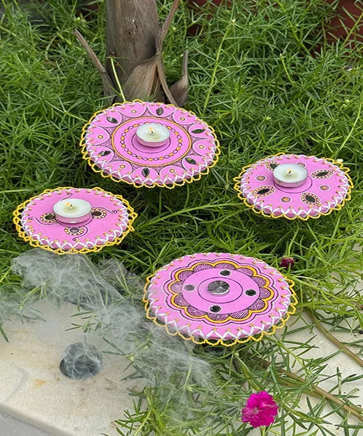 Purple handcrafted decor terracotta boom light- Set of 4