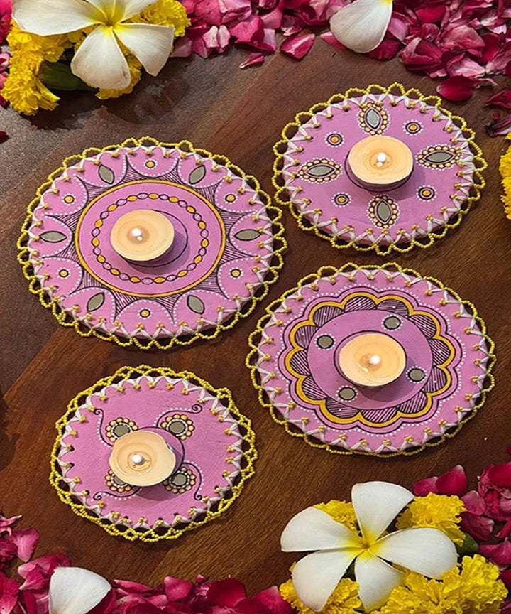 Purple handcrafted decor terracotta boom light- Set of 4