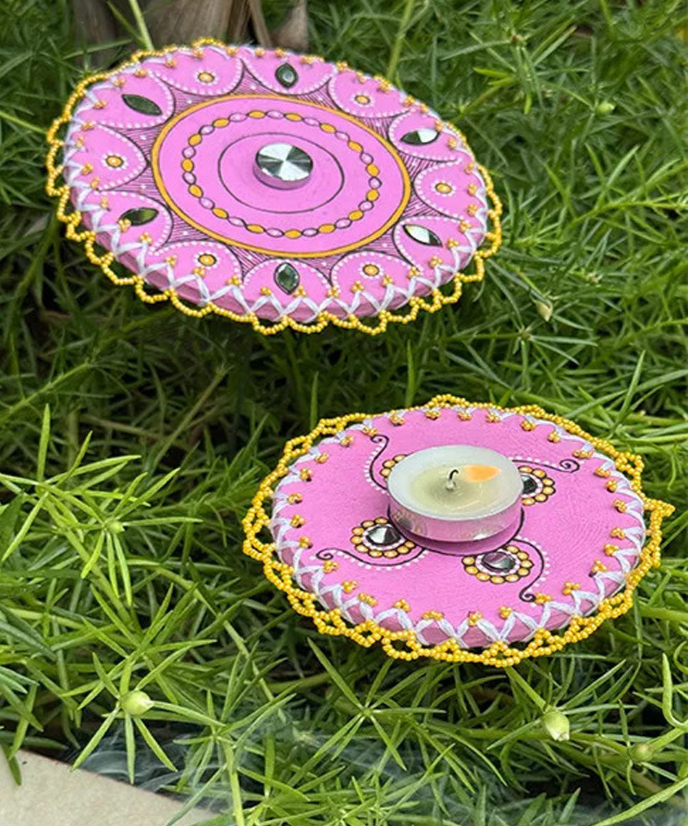Purple handcrafted decor terracotta boom light- Set of 2