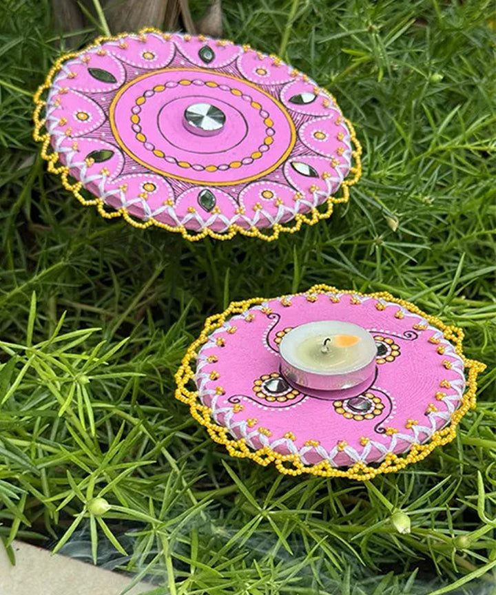 Purple handcrafted decor terracotta boom light- Set of 2
