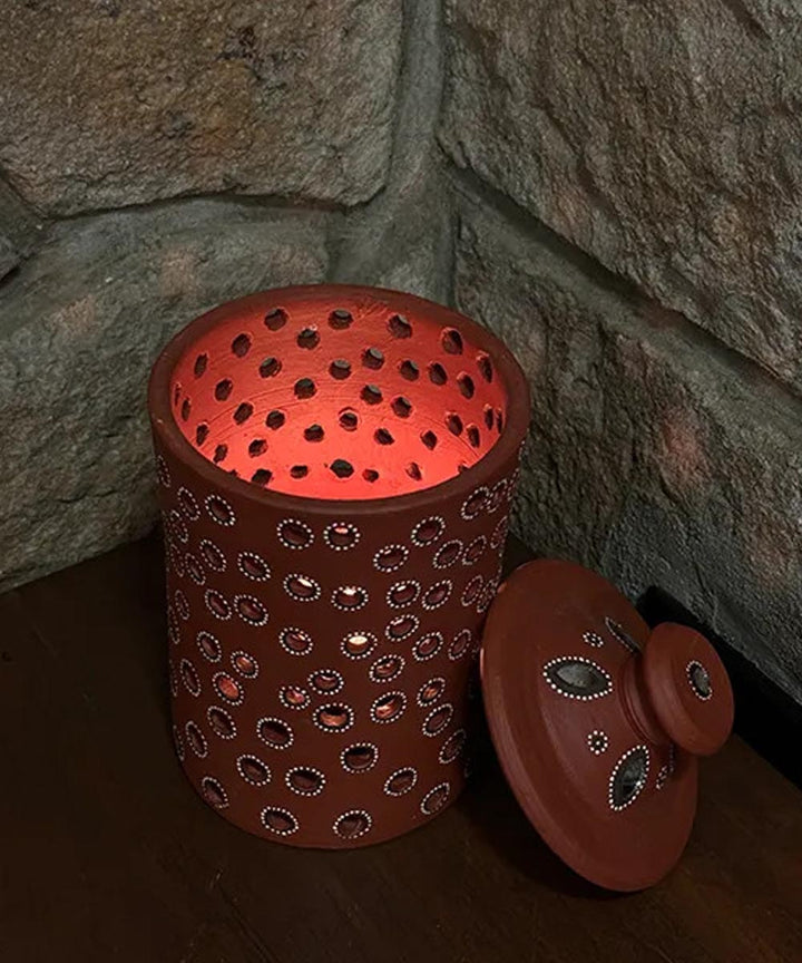 Brown handcrafted decor terracotta jar diya