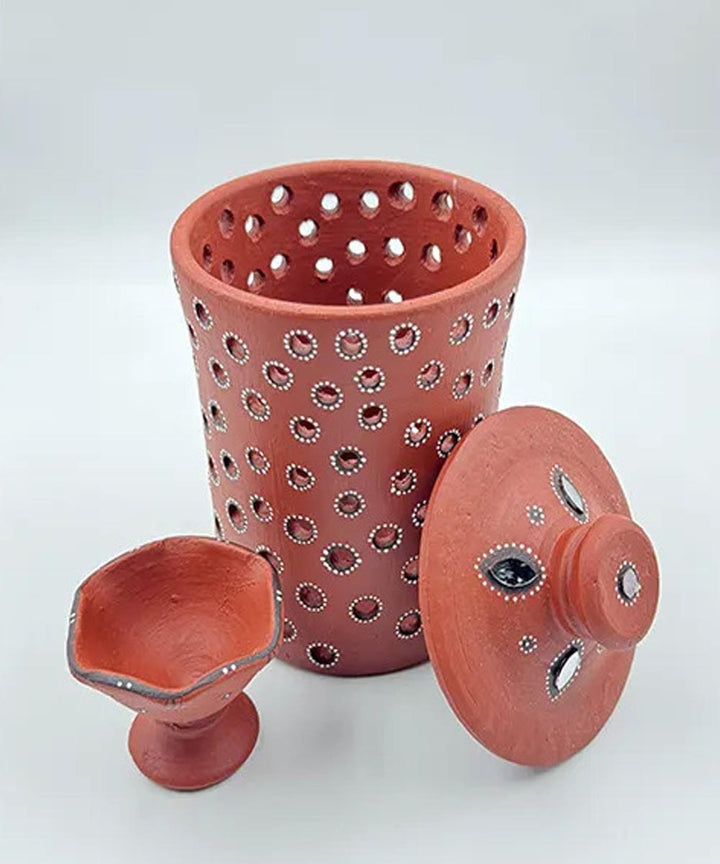 Brown handcrafted decor terracotta jar diya