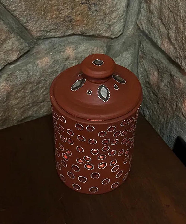 Brown handcrafted decor terracotta jar diya