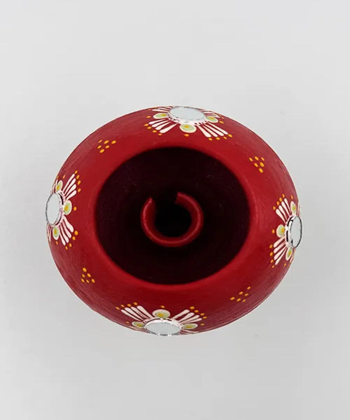 Red handcrafted decor terracotta Oil Lamp-Set of 2