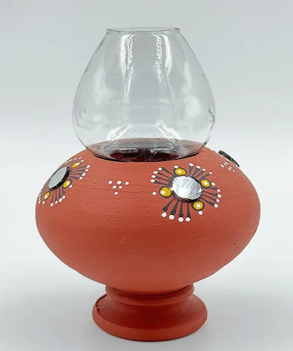 Brown handcrafted decor terracotta Oil Lamp-Set of 2