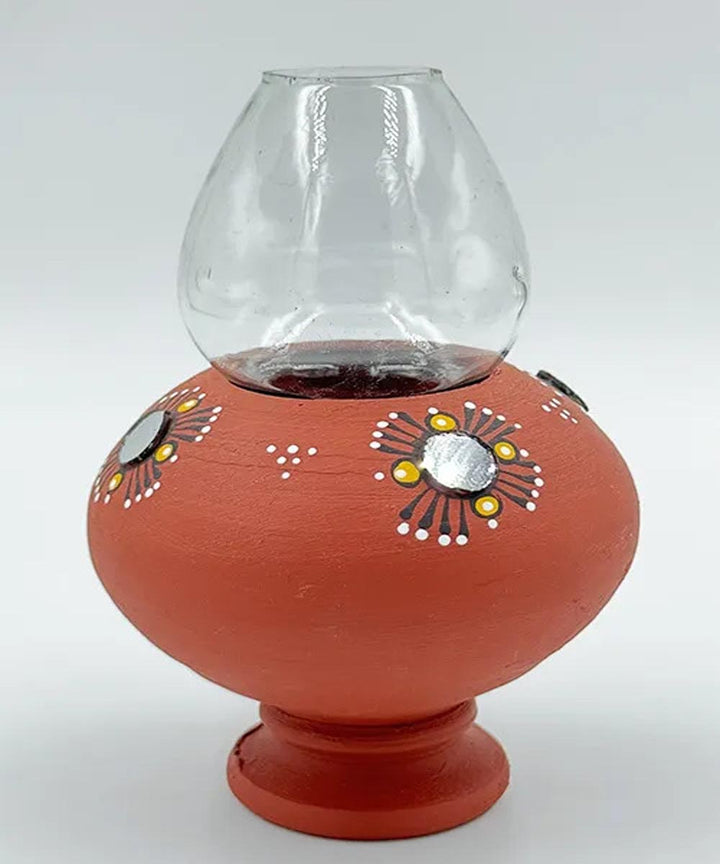 Brown handcrafted decor terracotta Oil Lamp-Set of 2