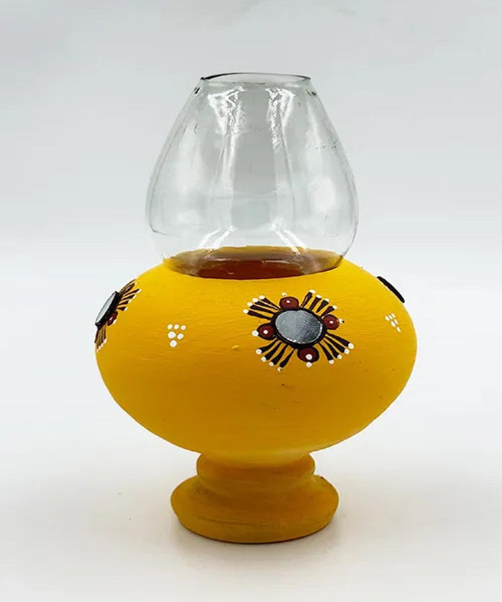 Yellow handcrafted decor terracotta Oil Lamp-Set of 2