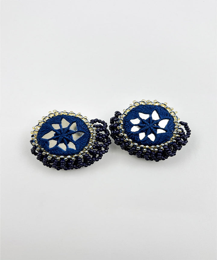 Blue handcrafted patwa bead work earring